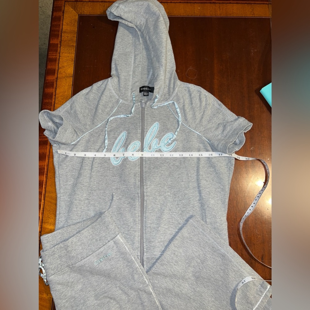Vintage Bebe Y2K Gray Lounge Set Hoodie & Capri Pants - Picture 14 of 16